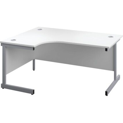 Single Upright Crescent Desk, Left Hand, Grey Oak/White, H1600 x W1200mm