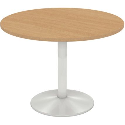 Round Table 1000mm Column White/Light Oak
