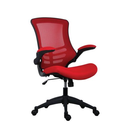 Marlos Mesh Back Operator Chair with Mesh Back & Folding Arms- Red