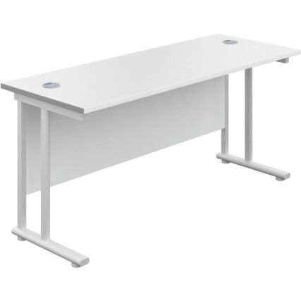 Twin Upright Cantilever Rectangular Desk, White, 1800 x 800mm