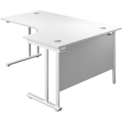 Twin Upright Right Hand Crescent Desk, White, 1600 x 1200mm