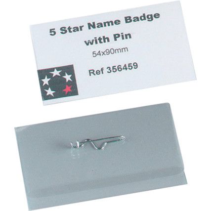 5 STAR NAME BADGE 54x90mm & PIN (PK-50)