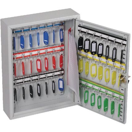 Key Cabinet, 42 Key Capacity, Grey, Steel, 350 x 270 x 80mm