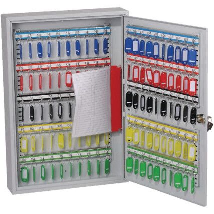 Key Cabinet, 100 Key Capacity, Grey, Steel, 550 x 380 x 80mm