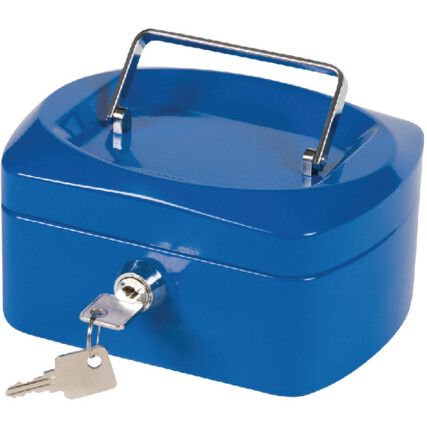 Cash Box, Keyed Lock, Blue, Metal, 150 x 120 x 80mm