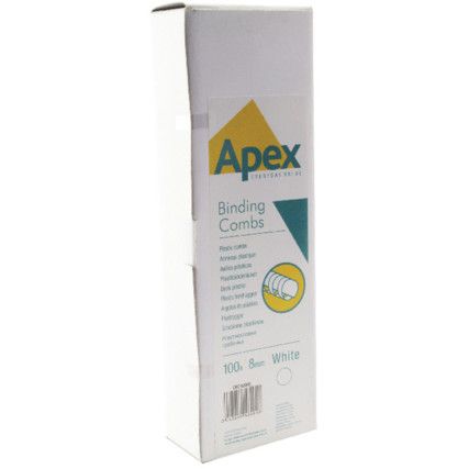 6200201 APEX PLASTIC COMB 8mm WHT(PK-100)