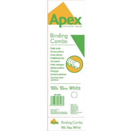 6200401 APEX PLASTIC COMB 10mmWHT (PK-100)