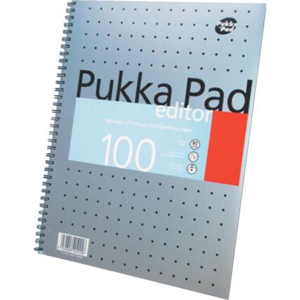 PUKKA A4 EDITOR METALLICWIREBOUND100-PG PAD (PK-3)