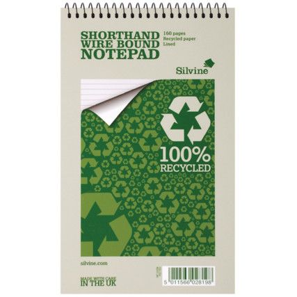 RE160-T SHORTHAND NOTEBOOK RECY.127x203mm SP/B RULED (PK-12)