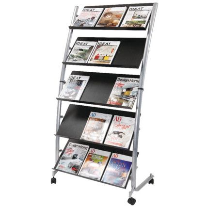 DD5GM MOBILE LITERATURE DISPLAY STAND 5-SHELF S/SIDED 3xA4