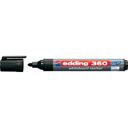 360, Whiteboard Marker, Black, Medium, Non-Permanent, Bullet Tip, 10 Pack