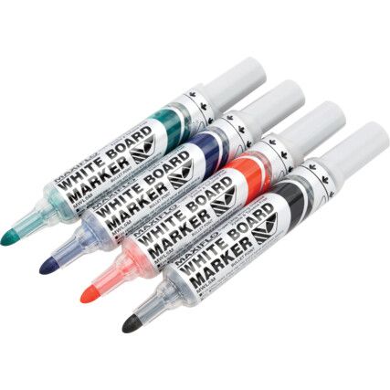 MWL5, Whiteboard Marker, Assorted, Fine, Non-Permanent, Bullet Tip, 4 Pack