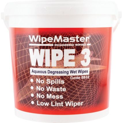 Wipemaster® Wipe 3 - Aqueous Degreasing Wet Wipes - Tub