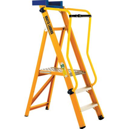 4-Tread, Folding Step Ladder, 9.6m, Glass Fibre, Yellow