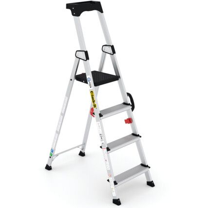 4 x Wide Treads, Aluminium Step Ladder, 1.531m, Carry Handle