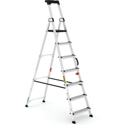 7 x Wide Treads, Aluminium Step Ladder, 2.314m, Carry Handle
