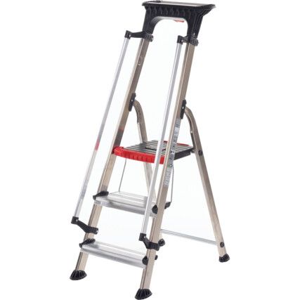3 x Treads, Aluminium Step Ladder with Handrails, 1.244m