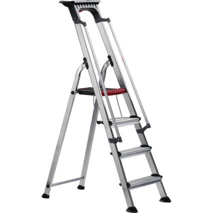 4 x Treads, Aluminium Step Ladder with Handrails, 1.461m