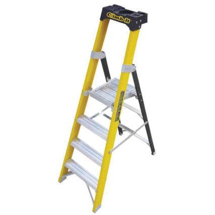 3 x Treads, Glass Fibre Platform Step Ladder, 1.35m