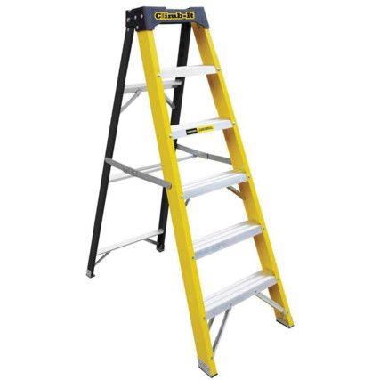 7 x Treads, Glass Fibre Platform Step Ladder, 1.87m