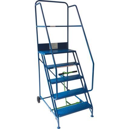 10- Wide Tread,  Step Ladder, 2.5m, Steel, Fully Welded, Bar Braking System, Blue