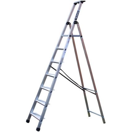 7 x Treads, Aluminium Platform Step Ladder, 2.37m