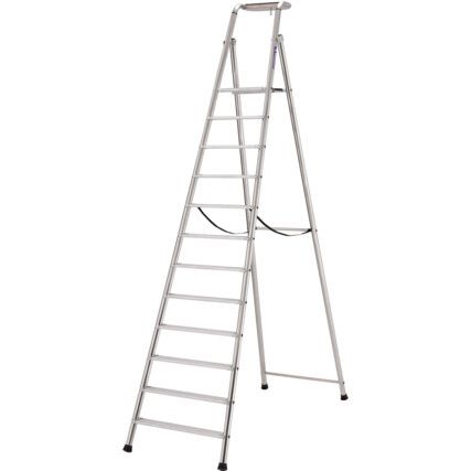 12 x Treads, Aluminium Industrial Step Ladder, 2.84m