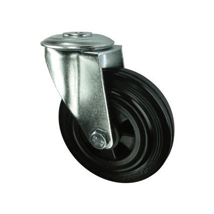 SWIVEL BOLT HOLE 80mm RUBBER TYRE; POLY' CENTRE 