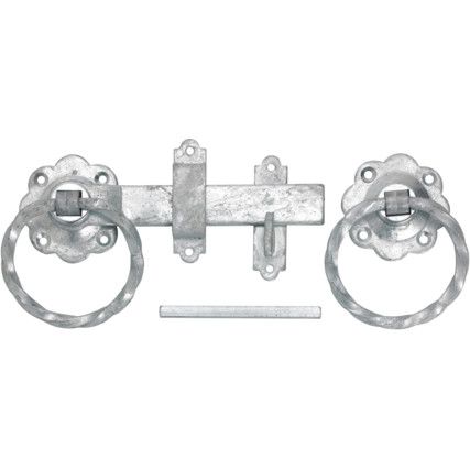 150mm TWISTED RING HANDLE GATE LATCH SET GALV.