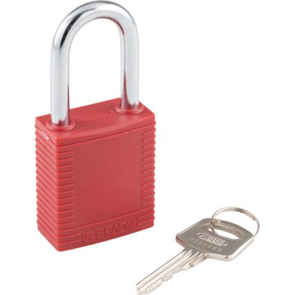 Keyed Lockout Padlock, Keyed Different, Nylon, Red, 38.1mm Width, Weatherproof