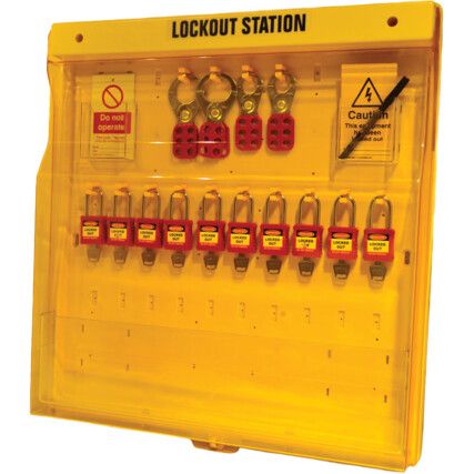 LARGE LOCKOUT STATION WITH COVER - 10 LOCKS
