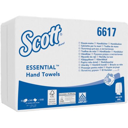 Hand Towels, Interfolded, Large (Pk-5100 Sheets -15 Clips x 340 Sheets)