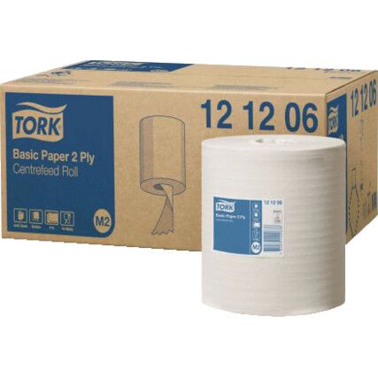 Centrefeed Wiper Roll, White, 2 Ply, 6 Rolls