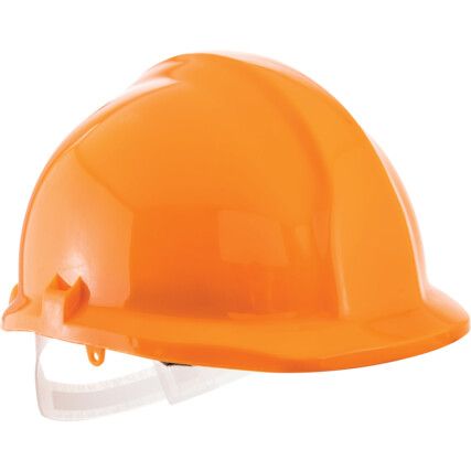 1125, Safety Helmet, Orange, HDPE, Not Vented, Reduced Peak, Includes Side Slots