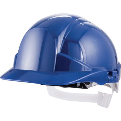 Reflex, Safety Helmet, Blue, HDPE, Vented, Medium Peak, Reflective Piping, Includes Side Slots