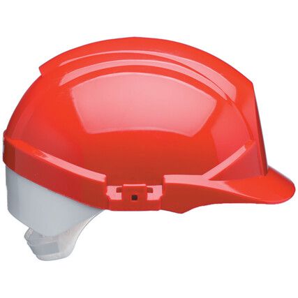 Reflex, Safety Helmet, Red, HDPE, Vented, Medium Peak, Reflective Piping, Includes Side Slots