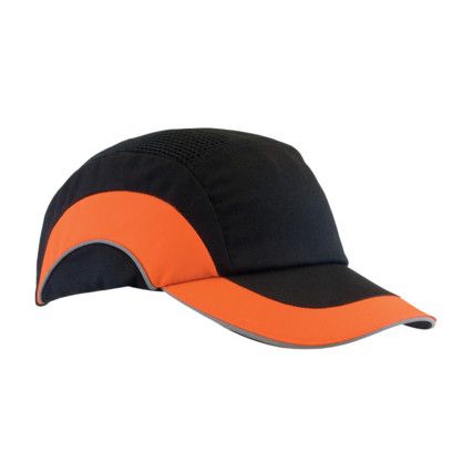 HardCap, Bump Cap, Black/Hi-Vis Orange, Vented, Standard Peak, 53cm to 63cm