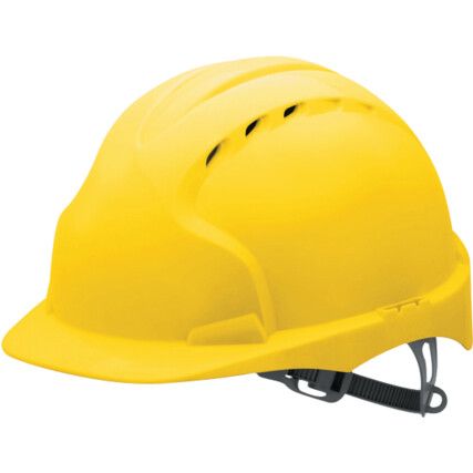 EVO®3, Safety Helmet, Yellow, HDPE, Vented, Standard Peak, Includes Side Slots