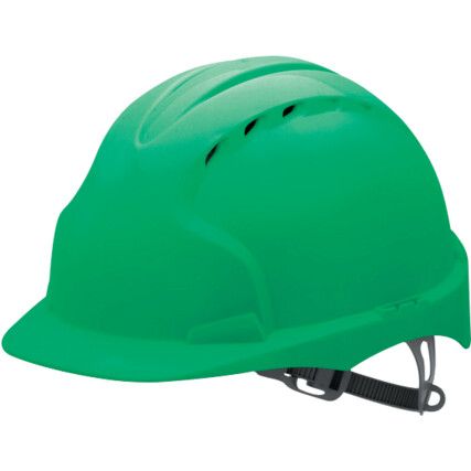 EVO®3, Safety Helmet, Green, HDPE, Vented, Standard Peak, Includes Side Slots