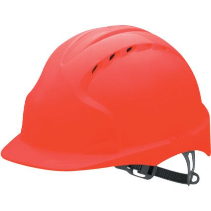EVO®3, Safety Helmet, Red, HDPE, Vented, Standard Peak, Includes Side Slots