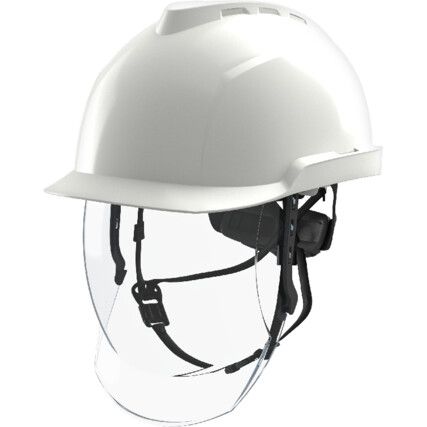 V-GARD 950 Safety Helmet with FAS-TRAC III Harness and Integrated Visor, White