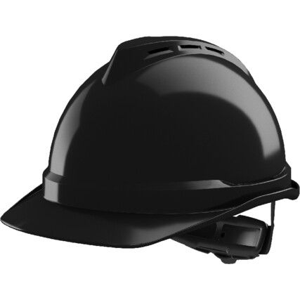 V-GARD 500 Vented Safety Helmet with FAS-TRAC III Suspension and Sewn PVC Sweatband, Black