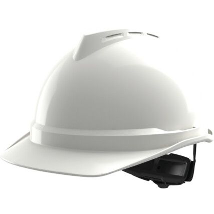 V-GARD 500 Non-Vented Safety Helmet with FAS-TRAC III Suspension and Sewn PVC Sweatband, White