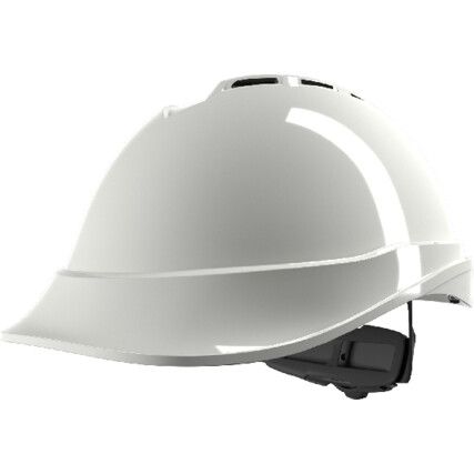 V-GARD 200 Vented Safety Helmet with FAS-TRAC III Suspension and Sewn PVC Sweatband, White