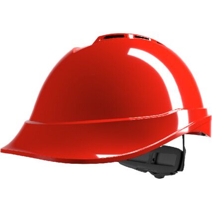 V-GARD 200 Vented Safety Helmet with FAS-TRAC III Suspension and Sewn PVC Sweatband, Red