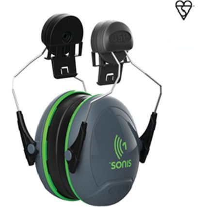 Sonis 1, Ear Defenders, Helmet Mounted, No Communication Feature, Green Cups