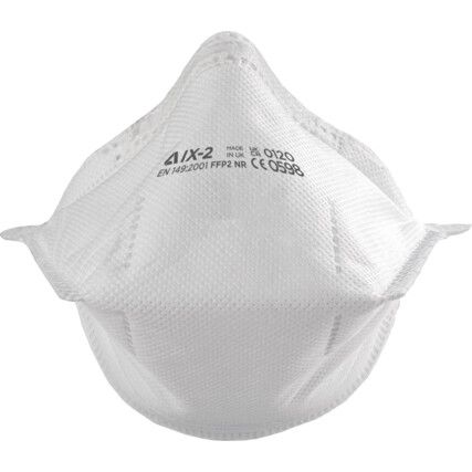IX Series Disposable Mask, Unvalved, White, FFP2, Filters Particulates/Dust/Mists/Fumes, Pack of 20