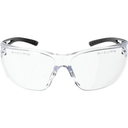 Slam, Safety Glasses, Clear Lens, Wraparound, Black Frame, Anti-Fog/Scratch-resistant/UV-resistant