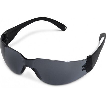 Safety Glasses, Smoke Lens, Wraparound Frame, Black Frame, Anti-Fog/Anti-scratch