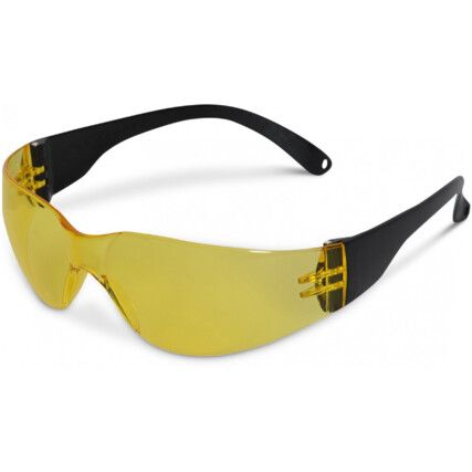 Safety Glasses, Yellow Lens, Wraparound Frame, Black Frame, Anti-Fog/Anti-scratch